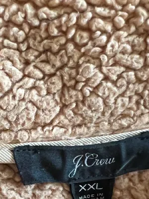 J.Crew Cozy Teddy Fleece Half-Zip Pullover Light Brown‎ with Neon Zip size XXL thumbnail 3