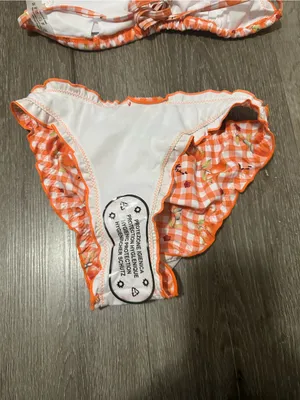 Orange Gingham Floral Ruffle Bikini - Women Swim thumbnail 8