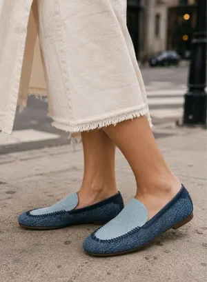 Franco Sarto Flexa Gala Slip-on Flat Loafers Size 6 Blue Denim Coastal Prep thumbnail 1