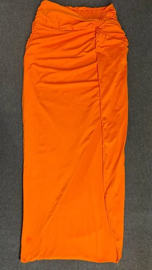 Womens Sarong Vibrant Orange Thigh High Slit Maxi Skirt Size S thumbnail 1