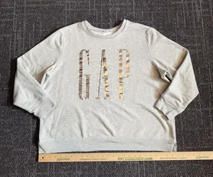 GAP Heather Gray Crewneck Sweatshirt with Metallic Logo XXL thumbnail 1