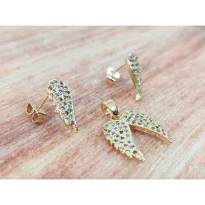 Golden Time Gold-Plated Angel Wing Jewelry Set Featuring Inlaid Colorful Stones thumbnail 5