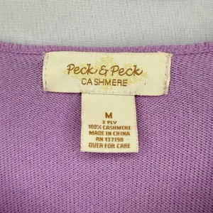 Peck & Peck 2 Ply 100%‎ Cashmere M Sweater Lilac Cable Knit Lightweight Pullover thumbnail 5