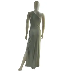 Abercrombie & Fitch One Shoulder‎ Ribbed Maxi Dress Light Blue Tall XST NEW thumbnail 4