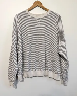 American Eagle Striped Oversized Sweatshirt Size XL Feels lived in sweater AE thumbnail 1