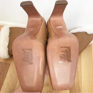 BCBGMAXAZRIA‎ Tan Leather Over The Knee Boot Faux Fur High Block Heel Size 7 thumbnail 14