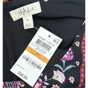 Style & Co Babydoll Tunic Top Plus Size 3X Floral Stretch Femme Fusion Peplum thumbnail 7