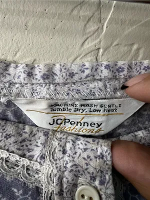 JCPenney Vintage 70s Lilac Floral Prairie Lace Trim Button Front Midi Skirt thumbnail 4