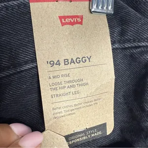 NWT Levi's 94‎ Baggy Jean Open Mind Straight Washed Black 29 x 31 Streetwear thumbnail 7
