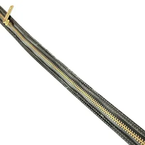 Michael Kors Black Leather Belt Gold Zipper Detail Fashion Buckle Size L Flaw thumbnail 11