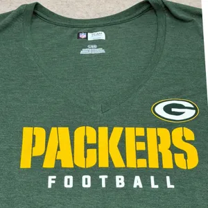NFL Team Apparel Green Bay Packers Womens V-Neck T-Shirt Green‎ Large Football thumbnail 4