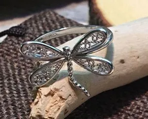 Dragonfly sterling silver ring thumbnail 1