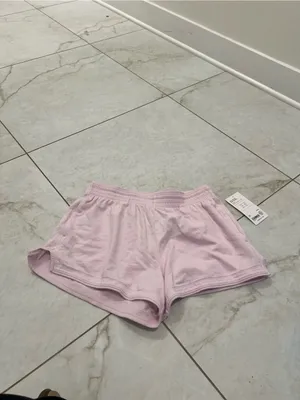 NWT Athleta Ballet Pink Airy Cotton Terry Shortie Shorts Size Medium $59 thumbnail 2