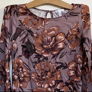Leith Ladies Purple Floral‎ Tunic Mini Dress Flare Sleeves XS thumbnail 4