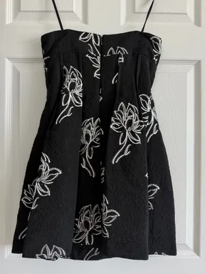 ML Monique Lhuillier Naomi Strapless Floral Jacquard Mini Dress Black Sz 4 NWOT thumbnail 3