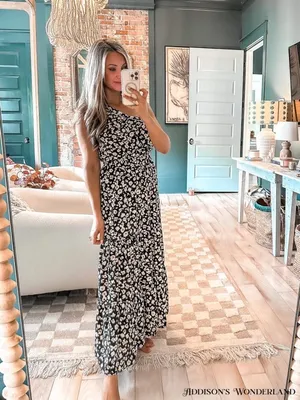 Amazon floral maxi dress prettygarden chocolate one shoulder knot ruffle elastic thumbnail 6
