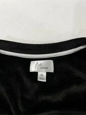 Aria Collection Velour Long Sleeve Nightgown Pajama Dress Lounge Size XL Black thumbnail 10