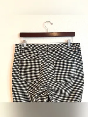 Talbots Womens Pants Black White Plaid Corduroy High Waist Straight Leg Size 12 thumbnail 4