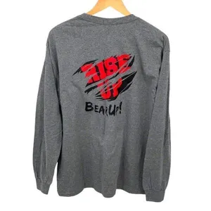 Gildan Harvard Bear Up Rise Up Long Sleeve Crewneck T-Shirt‎ Size Large Gray thumbnail 3