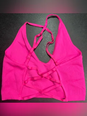 Aerie Women's Size S Ribbed Hot Pink W/White Tie Dye Sports Bra thumbnail 2