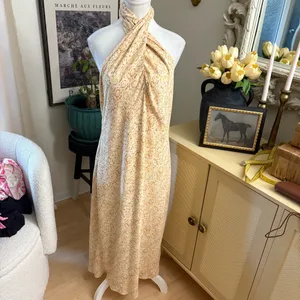 SHOW ME YOUR MUMU Jasmine‎ Halter Midi Dress In Desert Snake Size Large thumbnail 4