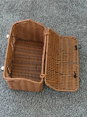 Vintage Style Wicker House Handbag Brown Cottagecore Basket Purse Picnic Woven thumbnail 9