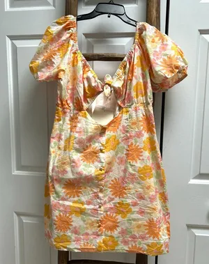 Sabo Skirt Floral Puff Sleeve Mini Dress Summer Cottage Core NWT thumbnail 1