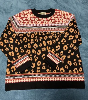 Savannah Jane Leopard Crewneck Sweater Multiple Size 2X thumbnail 1
