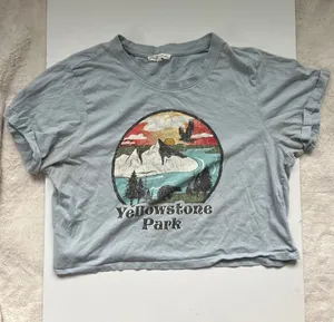 Yellowstone Park Graphic Tee - Women’s Crop Top Boxy Fit Short Sleeve thumbnail 1