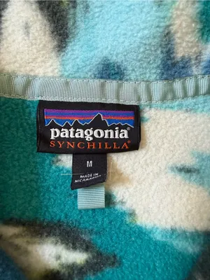 Patagonia Womens Synchilla Fleece Trout Tales Elwha Blue Fleece Snap Jacket M thumbnail 6