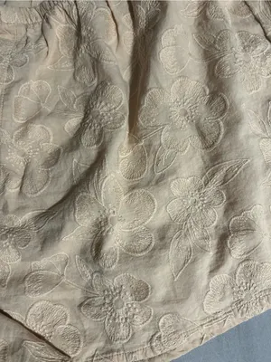 aerie Cream Floral Embroidered Athletic Shorts thumbnail 3