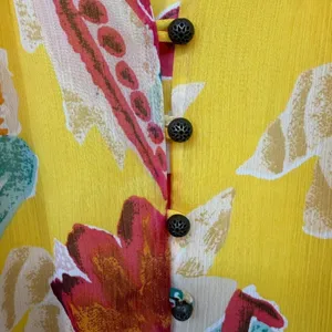 Pilcro Anthropologie Floral‎ Blouse Womens 1X Yellow Ruffle V-Neck thumbnail 8