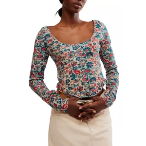 Free People sz M Ruffle Paisley Melanie Scoop Top Blouse Boho Feminine Cottage thumbnail 2
