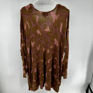 Show Me Your Mumu Hug Me Sweater Oversized Knit High Low Rosy Leopard Me M NWT thumbnail 6
