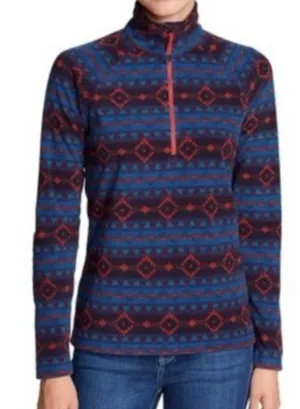 Eddie Bauer Blue Red Southwest Aztec 1/4 Zip Pullover Sweatshirt Fleece size M thumbnail 1