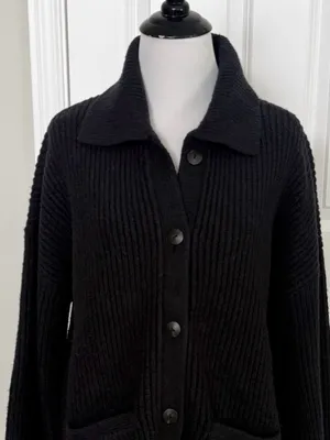Abercrombie & Fitch Button-Up Collared Cardigan Black Size Small thumbnail 3