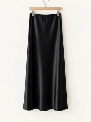 Renee C. Black Draped Satin Strapless Flowy Midi Dress Elegant Size Small Party thumbnail 6