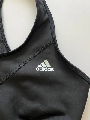 adidas Black Racerback Performance Sports Bra with Logo thumbnail 3