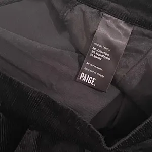 PAIGE Tinesha Corduroy Wide Leg High Rise Pants Solid Black Stretch Size 10 thumbnail 13