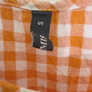 NWOT Women's Orange Gingham Tie Strap Romper Cotton Y2K Overalls Shorts Small thumbnail 8