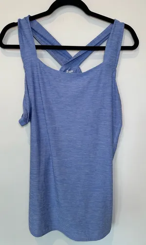 Duluth Trading Co Cross Back Tank Top Size L Blue Heather Activewear thumbnail 1