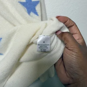 Kier + J Women 100% Cashmere Sweater‎ Medium White Novelty Star Celestial thumbnail 6