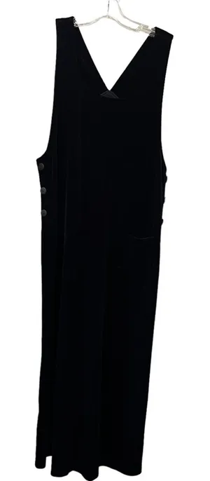 VTG Y2K‎ Jacqueline Ferrar VELVET VELOUR Black Jumper Dress Maxi Stretch Size 12 thumbnail 1
