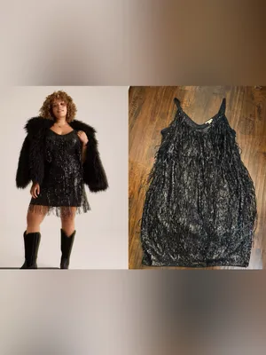 Torrid Festi Black Sequin Fringe Dress 16 Plus Flapper Gatsby Party thumbnail 2