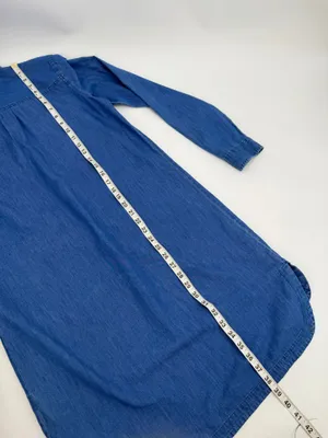 Old Navy Dress Women’s M TALL Blue Chambray Shirt Dress Long Sleeves Western thumbnail 12