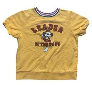 Vintage Disney Mickey Mouse Yellow Short Sleeve Sweatshirt S thumbnail 1