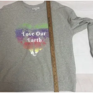 EcoThreads Love Our Earth Gray Rainbow Heart Sweatshirt XL Eco Graphic Pullover thumbnail 6