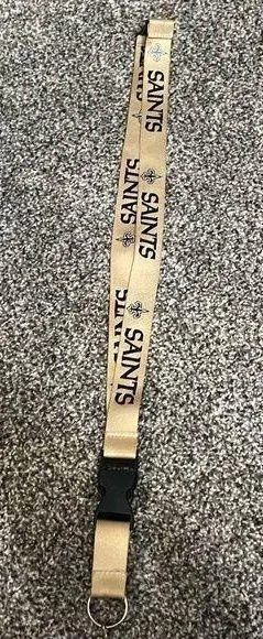 National Football League New Orleans Saints gold and black key ring lanyard thumbnail 1