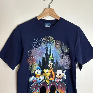 Disney y2K 2009 colorful characters shirt Mickey Pluto goofy Donald Duck thumbnail 3