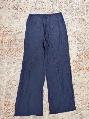 ZARA Wrinkle wide leg pants size Medium Navy thumbnail 11